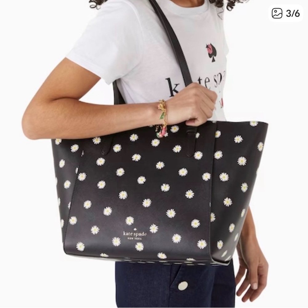 Kate Spade Black Daisy Print Tote Purse